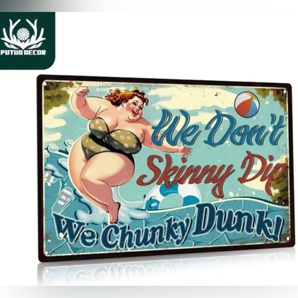 We Don’t Skinny Dip Funny Retro Pool Metal Tin Wall Sign - Picture 4 of 6
